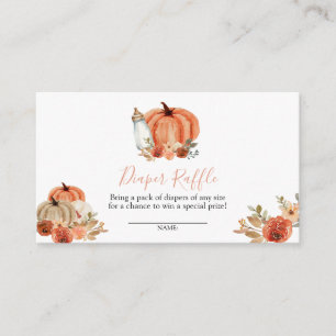 Orange Kürbis Herbst Baby Shower Windel Raffle Begleitkarte