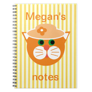 Orange Lady Cat Strip Notebook Notizblock