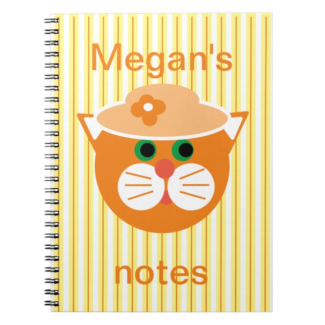 Orange Lady Cat Strip Notebook Notizblock (Vorderseite)