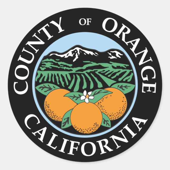 Orange Landkreis Siegel Runder Aufkleber (Vorderseite)