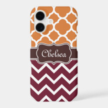 Orange Lattice Maroon Zickzack Muster Braun Name