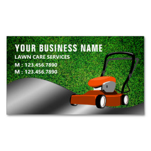 Orange Lawn Mower Gartenservice Rasenmähen Magnetische Visitenkarte