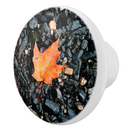 Orange Leaf Keramik Pull Keramikknauf