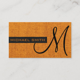 Orange Leinwand Elegante Monogram Visitenkarte