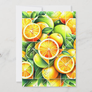 Orange Lemon Botanische Zitrone Geometrisch Feiertagskarte