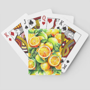 Orange Lemon Botanische Zitrone Geometrisch Spielkarten