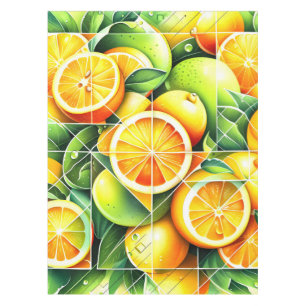 Orange Lemon Botanische Zitrone Geometrisch Tischdecke
