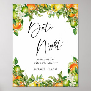 Orange Lemon Citrus Brautdusche Datum Jar Spiel Poster