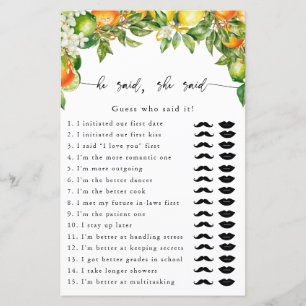 Orange Lemon Citrus Er sagte, sie sagte, Spiel