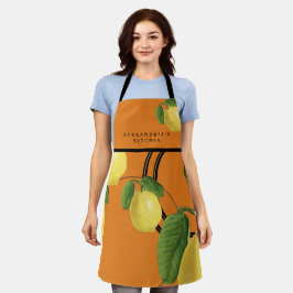 Orange Lemon Print Pattern | Ihr Name + Küche Schürze