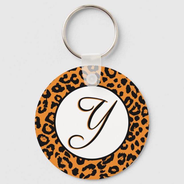 Orange Leopard Design mit Y Schlüsselanhänger (Vorderseite)