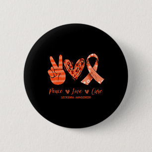 Orange Leopard Peace Liebe Heilung Leukämie Bewuss Button