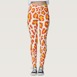 Orange Leopard Print Leggings