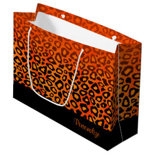Orange Leopard-Tierdruck Große Geschenktüte