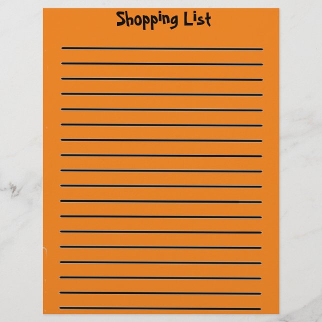 Orange Letterhead - Einkaufsliste Briefbogen (Vorderseite)