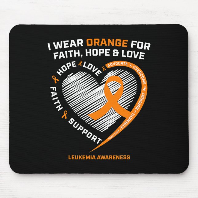 Orange Leukemia Awareness Faith Hope Liebe Christi Mousepad (Vorne)