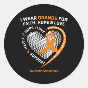 Orange Leukemia Awareness Faith Hope Liebe Christi Runder Aufkleber
