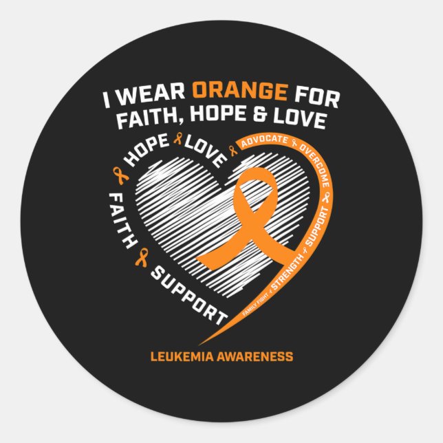 Orange Leukemia Awareness Faith Hope Liebe Christi Runder Aufkleber (Vorderseite)