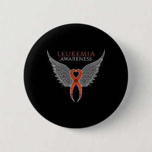 Orange Leukemia Awareness Ribbon mit Angel Wings Button