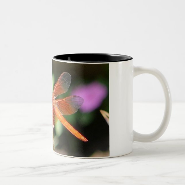 Orange Libellen-Tasse Zweifarbige Tasse (Rechts)