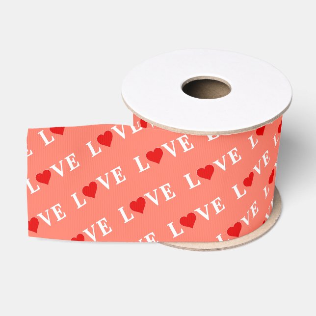 Orange LIEBE Heart Ripsband (Spule)