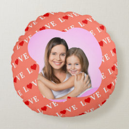 Orange LIEBE Heart Rundes Kissen