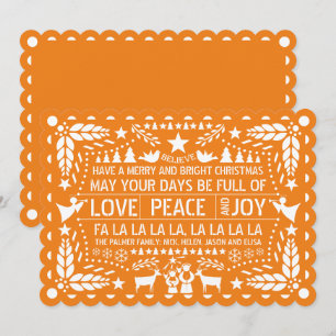 Orange Liebe Peace Joy Papel picado Weihnachten