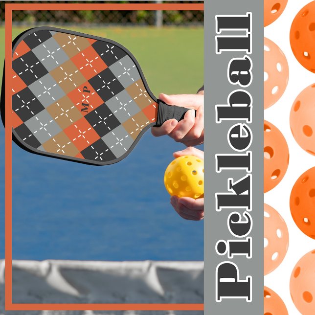 Orange Light Gray Tan Off Black Raute Pickleball Schläger (Von Creator hochgeladen)