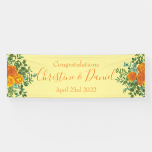 Orange & Light Yellow Peony & Rose Blumenhochzeit Banner