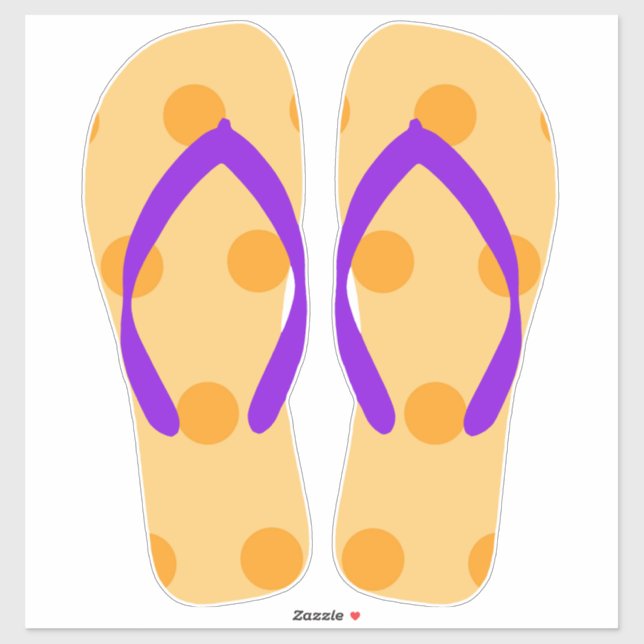 Orange Lila Beachy Flip Flops Beach Sandals Aufkleber (Blatt)