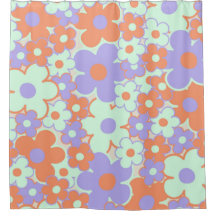 Orange Lila Blue Retro Y2K 70er Blume Muster