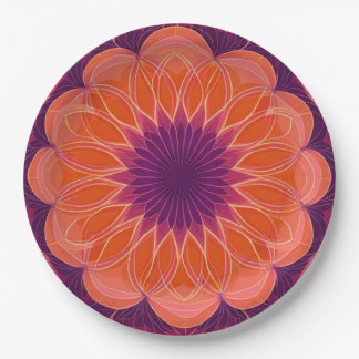 Orange Lila Kaleidoskop Pappteller