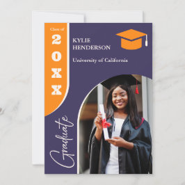 Orange Lila Modernes Abschluss Foto Ankündigung