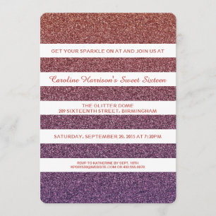 Orange lila Party Imitat-Glitzer Ombre Bonbon-16 Einladung