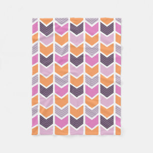 Orange lila rosa geometrisches Zickzack Muster Fleecedecke