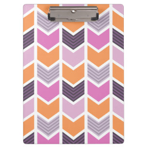 Orange lila rosa geometrisches Zickzack Muster Klemmbrett