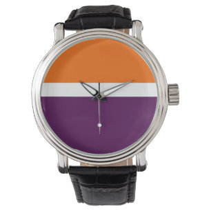 Orange, Lila Schlichte Farbblockgestaltung Armbanduhr