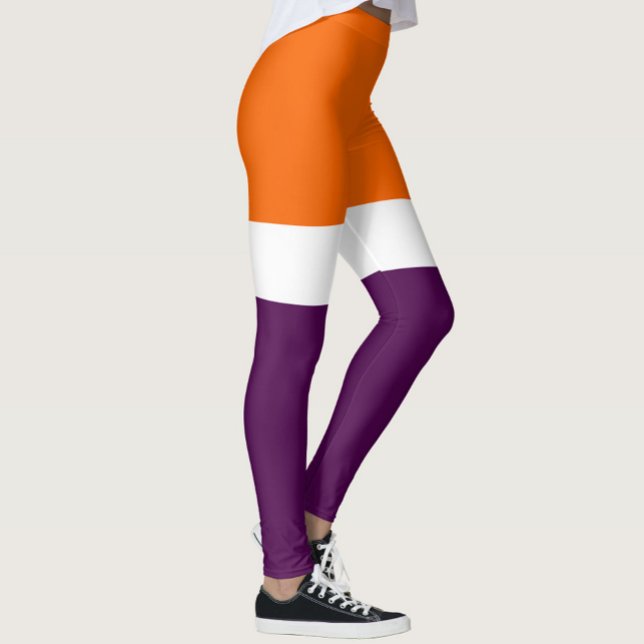 Orange, Lila Schlichte Farbblockgestaltung Leggings (Von Creator hochgeladen)