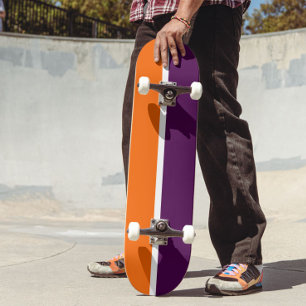 Orange, Lila Schlichte Farbblockgestaltung Skateboard