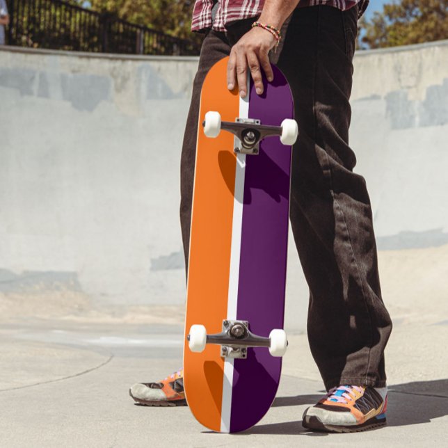 Orange, Lila Schlichte Farbblockgestaltung Skateboard (Von Creator hochgeladen)