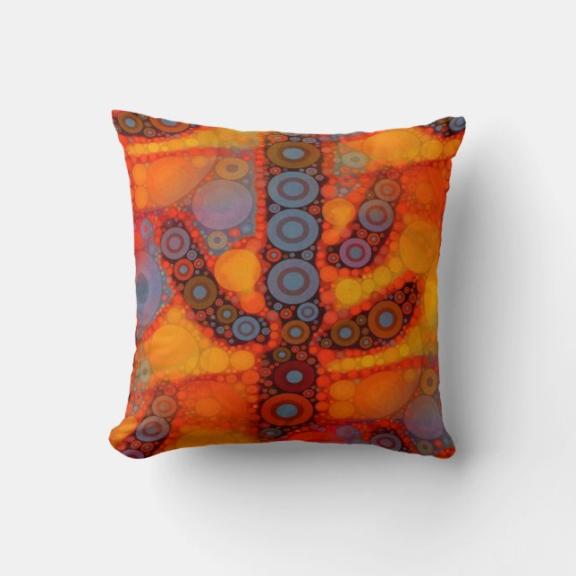 Orange Lila Südwest Saguaro Cactus Mosaic Kissen (Vorderseite)