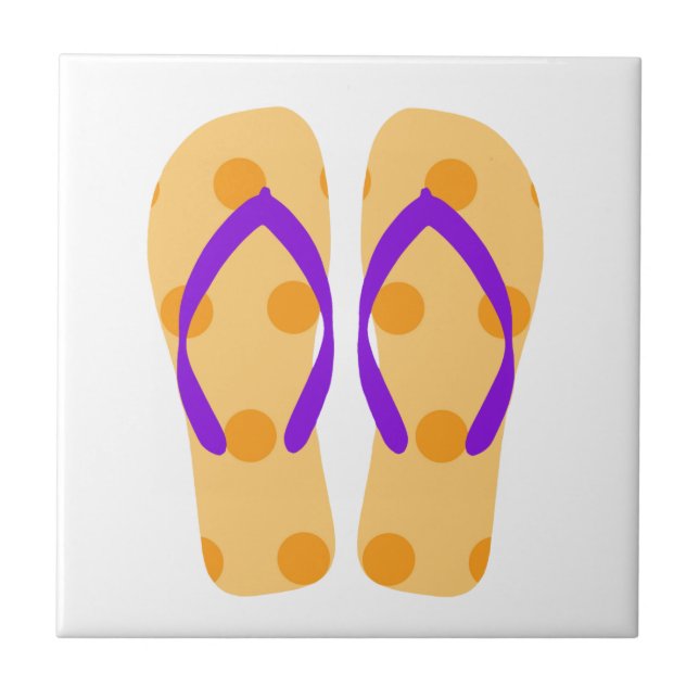 Orange Lila Summer Beach Flip Flops Keramik Tile Fliese (Vorderseite)