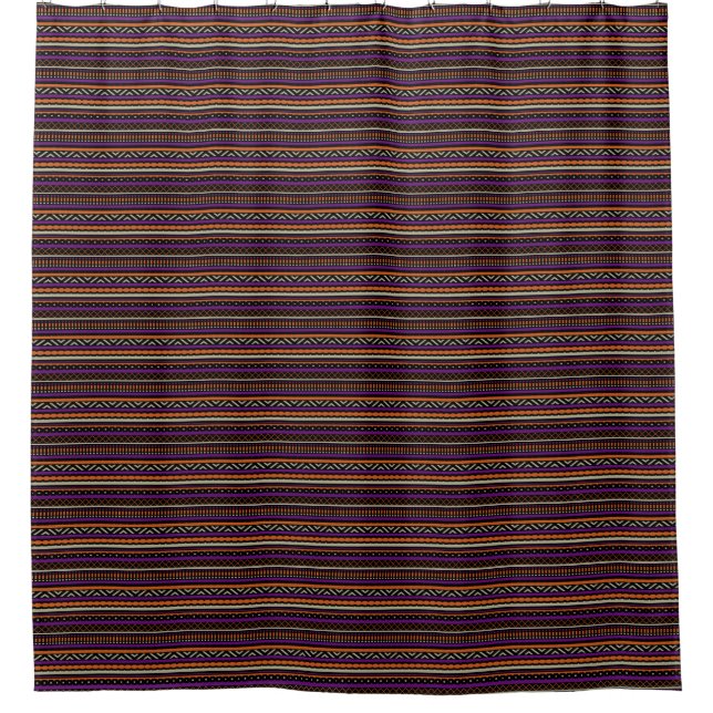 Orange Lila Tan Black Südwest Pattern Duschvorhang (Vorderseite)