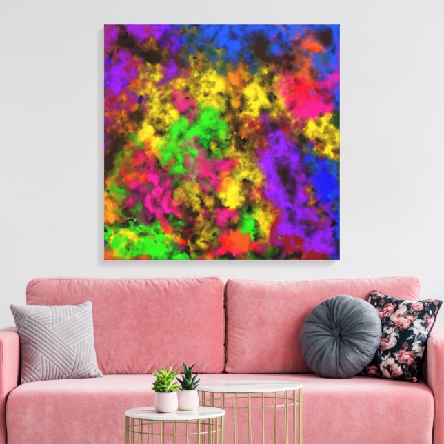 Orange Lila Und Rote Abstrakte Grafik-Kunst-Design Leinwanddruck (Insitu (Wohnzimmer))