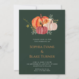 Orange Lila und weiße Pumpkin Grüne Hochzeit Einladung