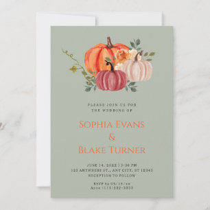Orange Lila und weiße Pumpkin Grüne Hochzeit Einladung