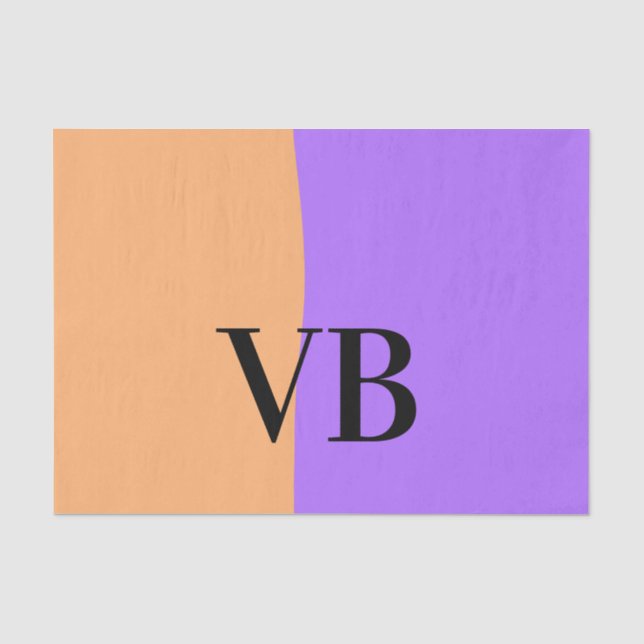 Orange lila Volltexteinheit mit Namensbuchstaben Seidenpapier (Vorderseite)