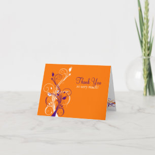 Orange Lila Weiße Florale Dankeskarten 3 Dankeskarte
