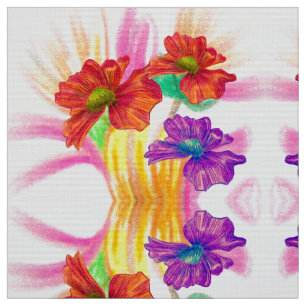 Orange LilaBlumenmuster Stoff