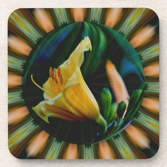 Orange Lily Abstrakt Floral Art Cork Untersetzer S (Vorderseite)